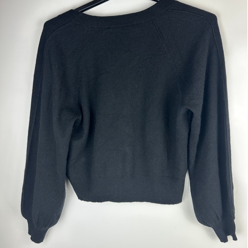 FRAME 100% Cashmere Linked Cardigan Sweater Long Sleeve Button Black Size Large - Picture 10 of 16